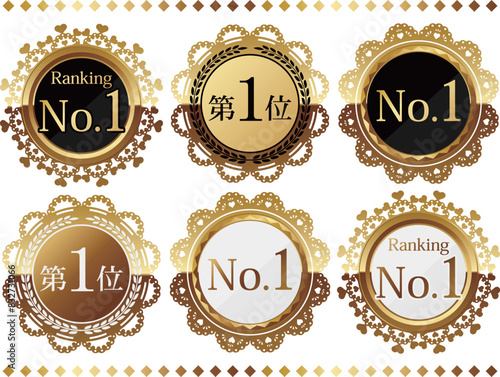 高級感のあるランキングNo.1のエンブレム6種セット　ゴールド