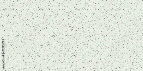 Terrazzo seamless pattern. Vector texture of mosaic floor with natural stones, granite, marble, quartz, limestone, colored glass, resin, concrete. Terazzo flooring background. Pistachio green colors