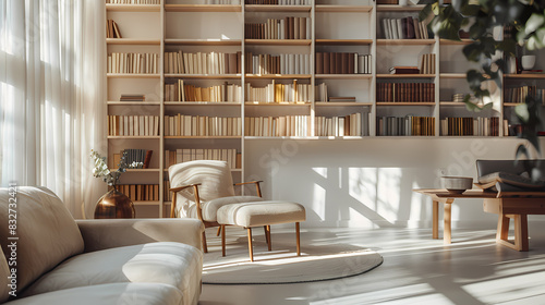 Wallpaper Mural A living room with a white couch and two chairs Torontodigital.ca