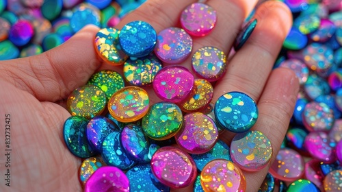 Small Vibrant Polyresin Rainbow Cabochon Crafting Materials photo