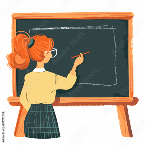 vector teacher writes on a blackboard on a white background .Generative AI