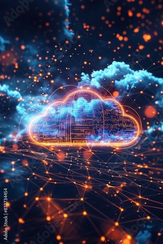 Abstract cloud connection technology background