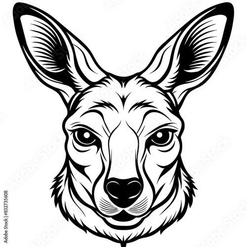 Detailed vector illustration of a kangaroo head in black
