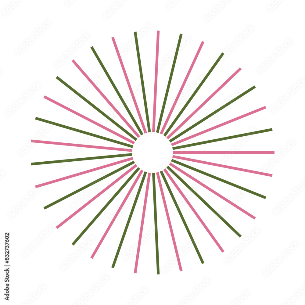 Obraz premium An abstract isolated retro boho sunburst shape design element.