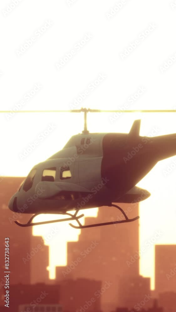 Silhouette helicopter at city scape background Silhouette helicopter at city scape background