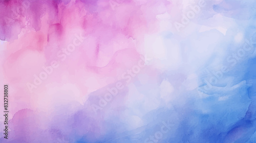 Abstract watercolor paint background illustration. Soft blue pink pastel color waves with liquid fluid marble paper texture banner grainy effect