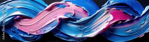 Dynamic abstract background with a mixed of pink and blue oil paint strokes, can be utilized for printed materials such as brochures, flyers, and business cards. photo