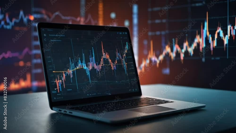 Laptop screen with code and chart Laptop screen with code and chart