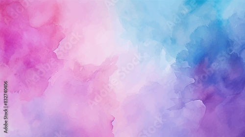 Abstract watercolor paint background illustration. Soft blue pink pastel color waves with liquid fluid marble paper texture banner grainy effect