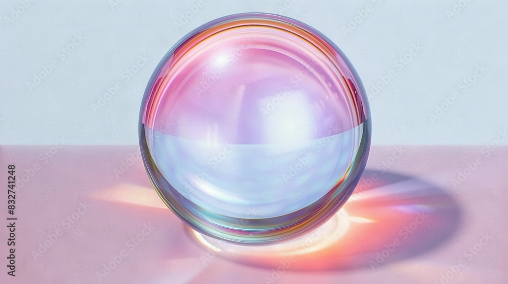 Close-up of a clear glass object on a pink background reflecting light from its side Close-up of a clear glass object on a pink background reflecting light from its side