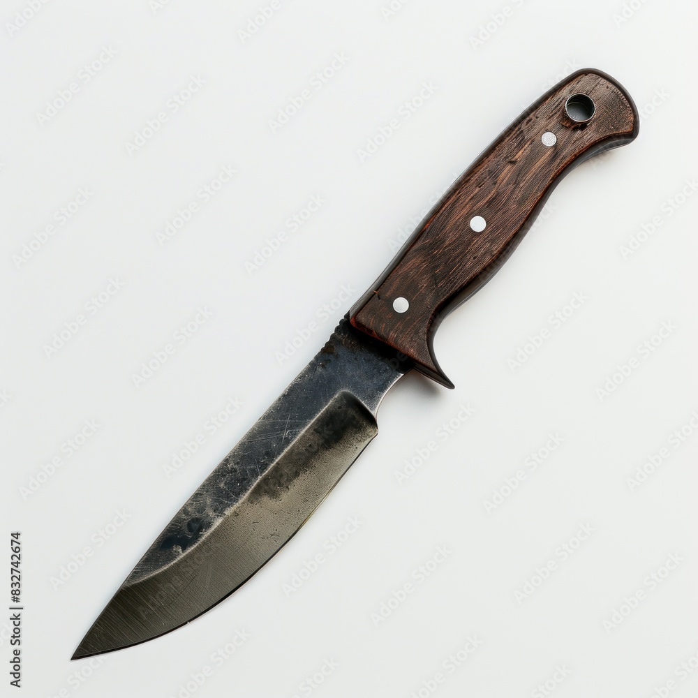 High-resolution image of a knife isolated on a white background, showcasing its design and features. High-resolution image of a knife isolated on a white background, showcasing its design and features.