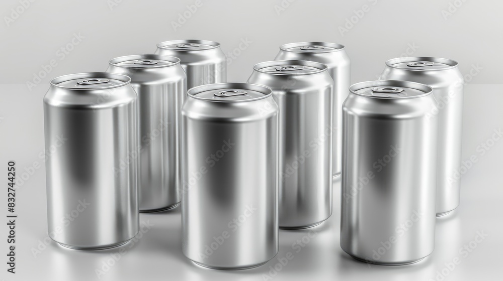 Can Label. Aluminum Beer Cans with Blank Label on White Background. 3D Rendering Can Label. Aluminum Beer Cans with Blank Label on White Background. 3D Rendering