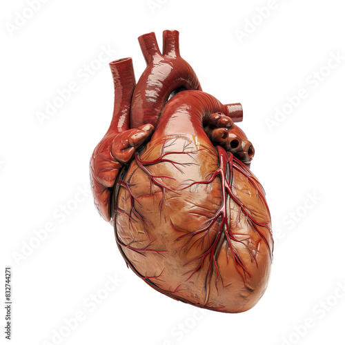 Detailed 3d render of a human heart model on a transparent background photo