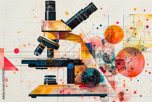 Microscope and camera on table