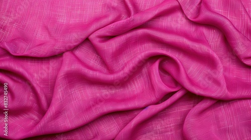  A detailed image of a pink cloth with numerous wrinkles covering its surface