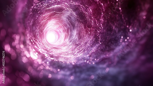   A close-up image of a purple and black object with a bright light emanating from the center