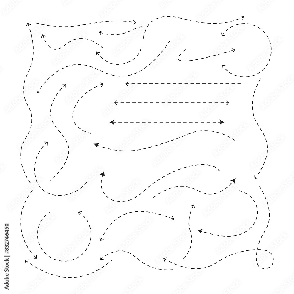 Dot style hand drawn doodle arrows set Dot style hand drawn doodle arrows set