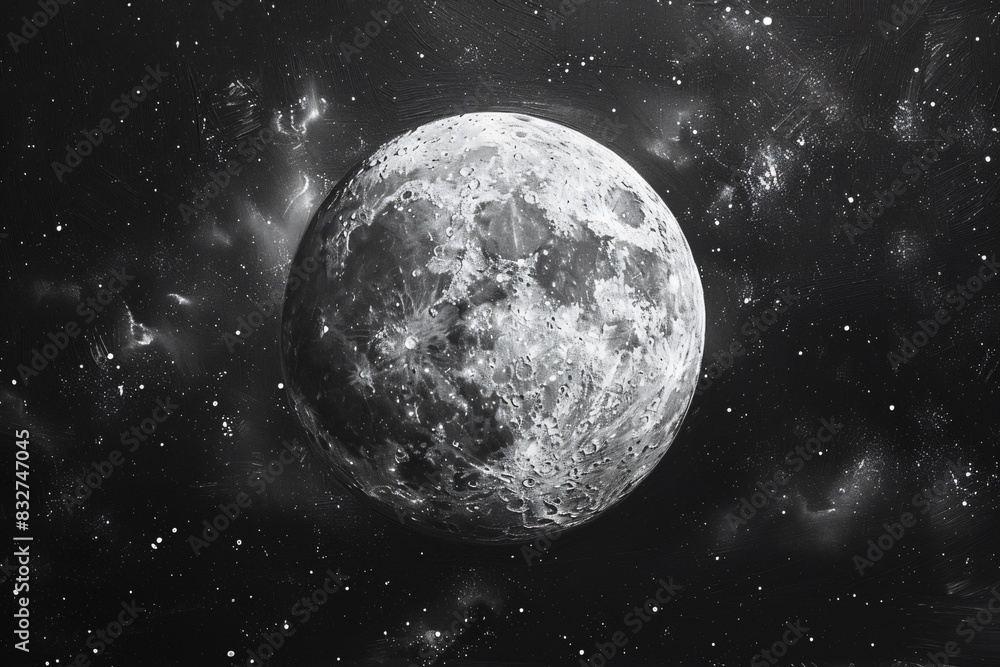 Fototapeta premium Close-up black-white moon photo