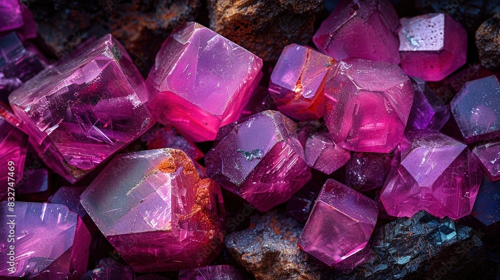 A mound of purple crystals resting atop a stack of boulders atop a stack of rocks A mound of purple crystals resting atop a stack of boulders atop a stack of rocks