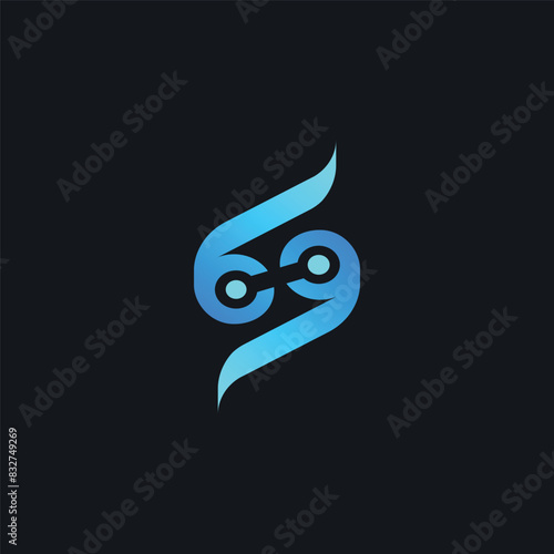 Letter SZ or ZS logo Owl bird combined with icon design