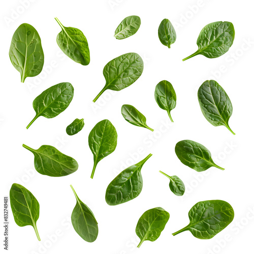 Spinach leaves isolated on transparent background Generative Ai.