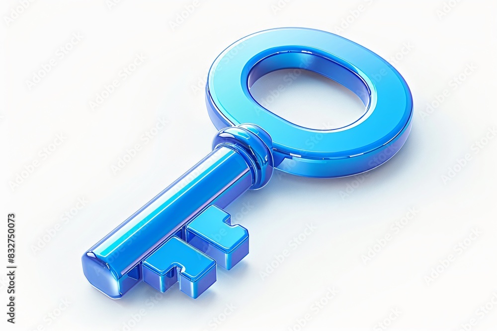 Blue key on table Blue key on table