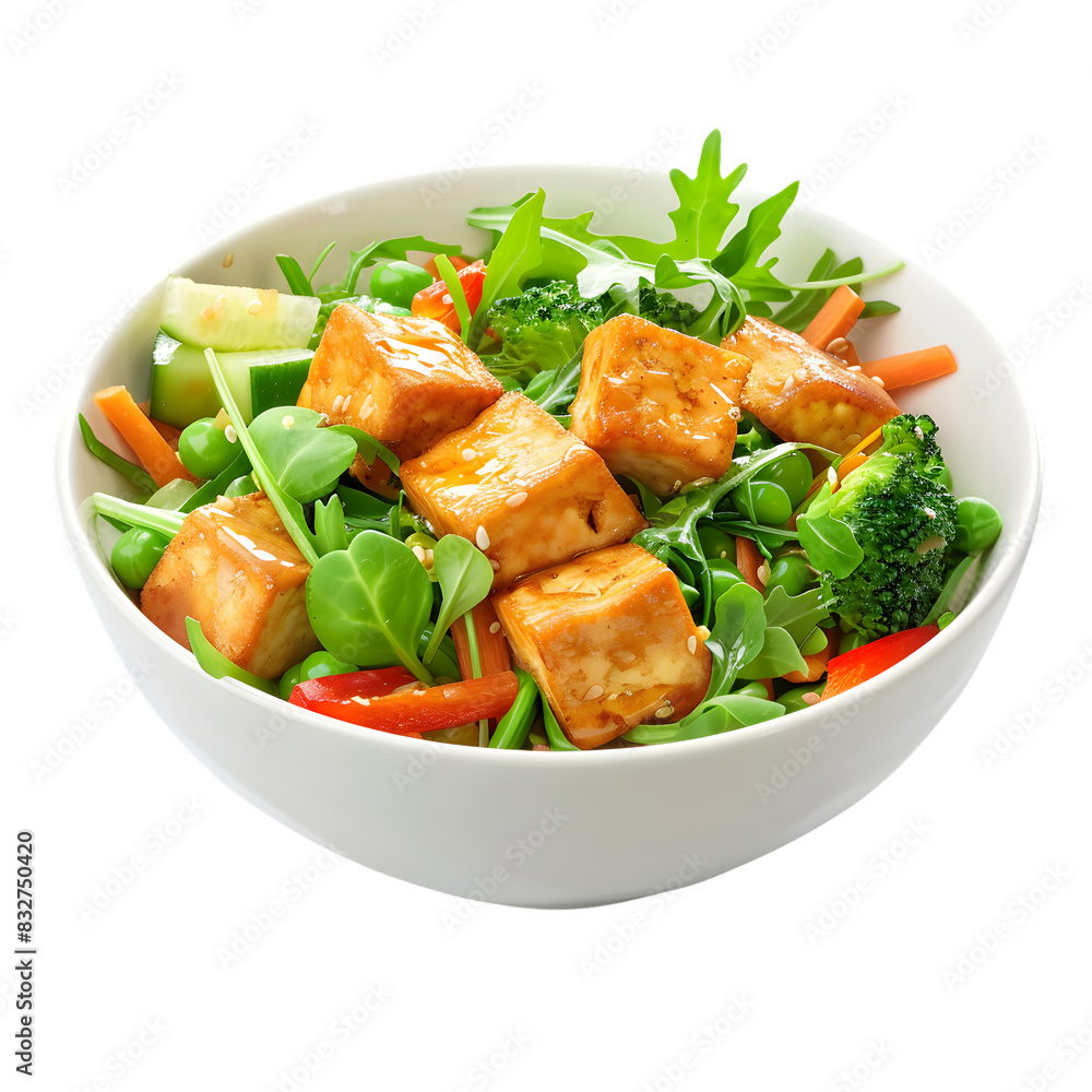 Vegetable stir fry with tofu isolated on transparent background Generative Ai.
Vegetable stir fry with tofu isolated on transparent background Generative Ai.