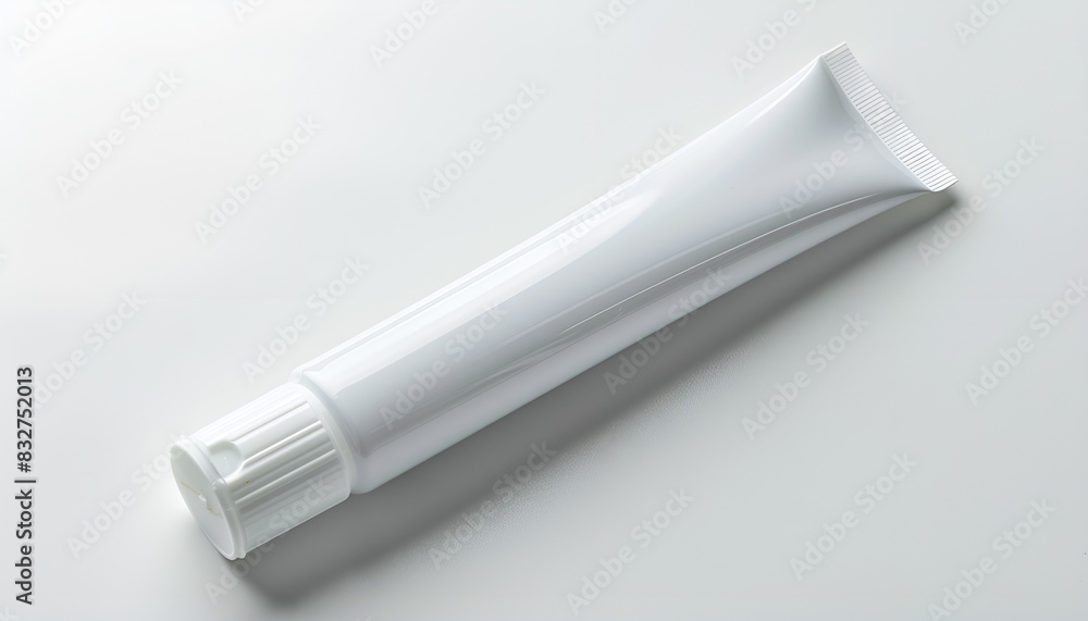 Open tube of ointment isolated on white, top view. Space for text Open tube of ointment isolated on white, top view. Space for text
