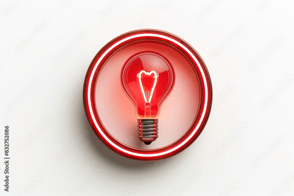 Close-up light bulb in red box Close-up light bulb in red box