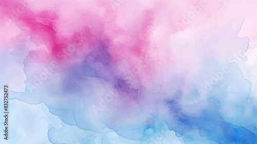 Abstract watercolor paint background illustration. Soft blue pink pastel color waves with liquid fluid marble paper texture banner grainy effect