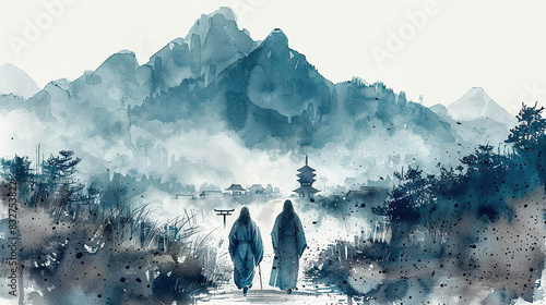 Two missionaries, filled with the Holy Spirit, embark on their mission to spread the Gospel, following the example of Jesus who sent his disciples out two by two. Generated by AI.