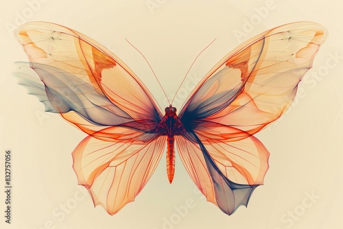 Orange-winged butterfly on white background