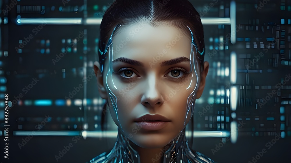 Futuristic Femme: Charming Girl Leading the Way in Tech, AI-generated image of adorable girl with futuristic technology. Charming Girl in a World of Digital Innovation. Futuristic Femme: Charming Girl Leading the Way in Tech, AI-generated image of adorable girl with futuristic technology. Charming Girl in a World of Digital Innovation.