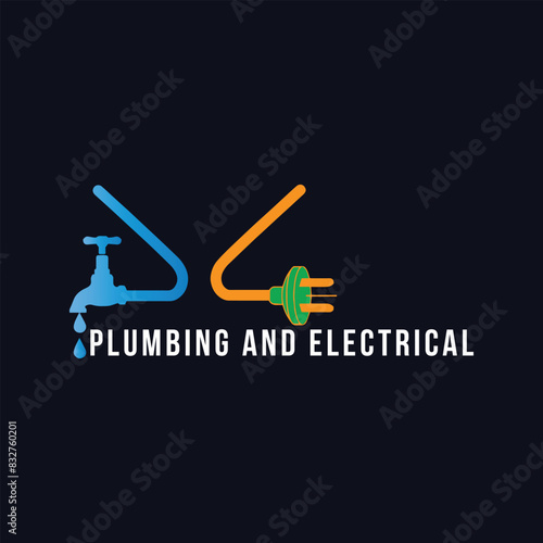plumbing and electrical fixing logo design vector
