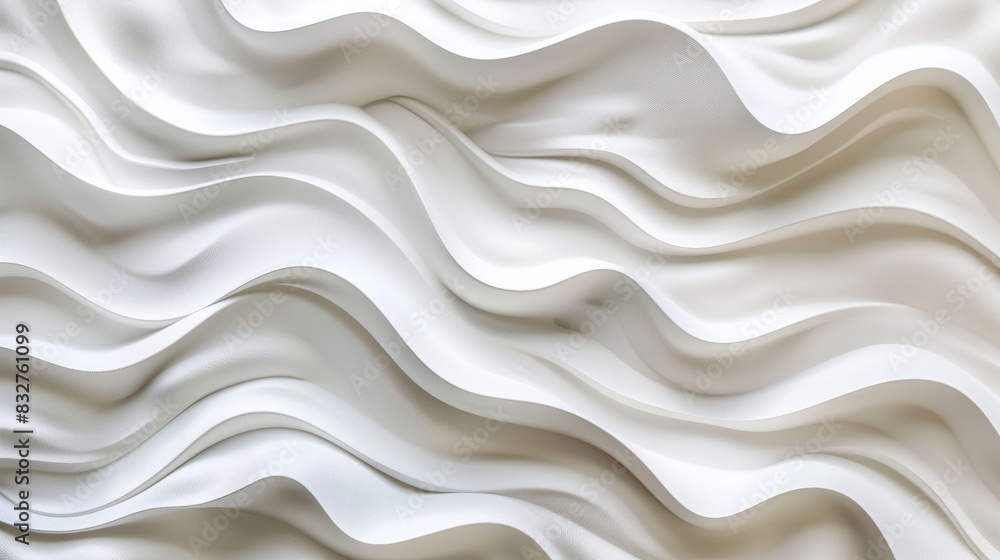 3D white geometric abstract background overlap layer on bright space with waves decoration. Minimalist modern graphic design element cutout style concept for banner, flyer, card, or brochure cover 3D white geometric abstract background overlap layer on bright space with waves decoration. Minimalist modern graphic design element cutout style concept for banner, flyer, card, or brochure cover