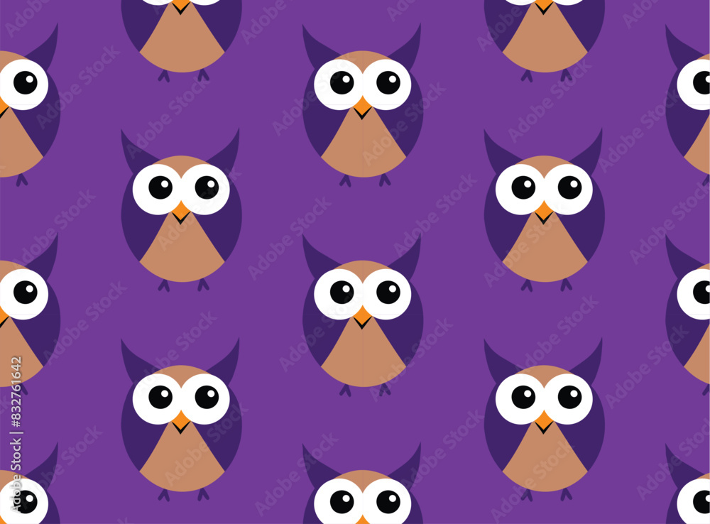Fototapeta premium Purple Owl with a Purple Face and a Purple Background with a Purple Owl on the Left Pattern