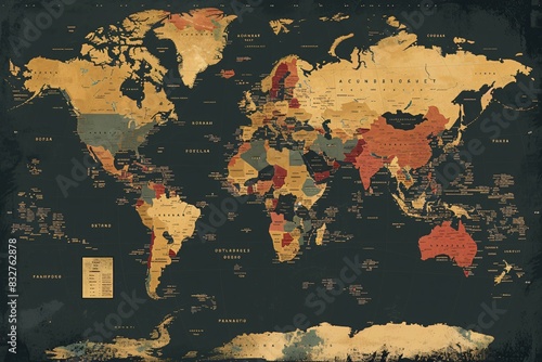 World map with country names