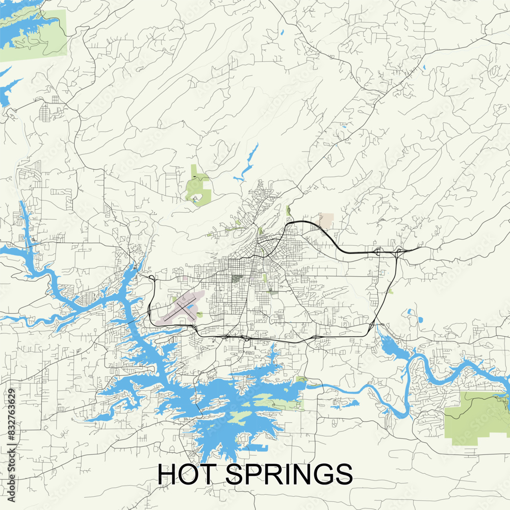 Fototapeta premium Hot Springs, Arkansas, United States map poster art