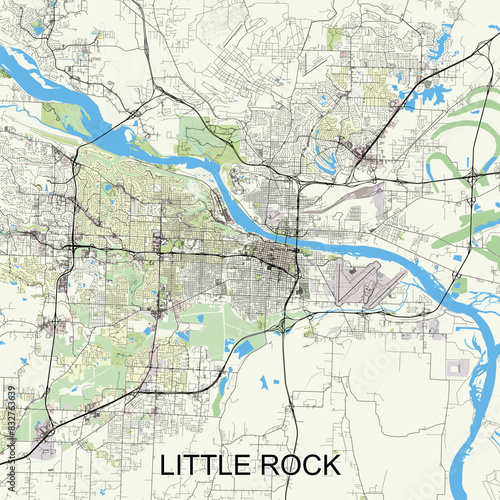 Little Rock, Arkansas, United States map poster art