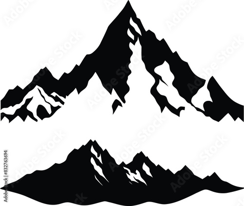 mountain silhouette hill isolated on white backwound vector.