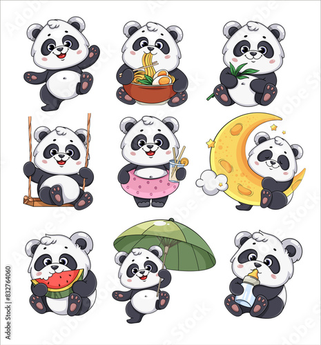 Wallpaper Mural Cute panda. Funny cartoon character Torontodigital.ca