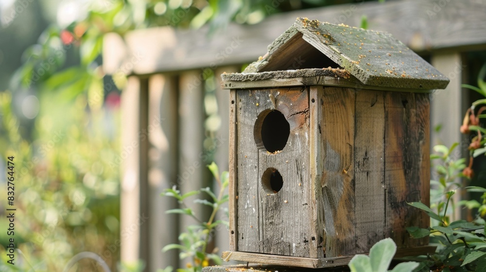 A charming birdhouse fashioned from old wooden crates perfect for attracting feathered friends to your garden. A charming birdhouse fashioned from old wooden crates perfect for attracting feathered friends to your garden.