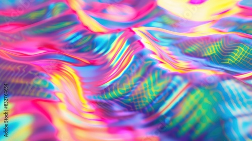 Futuristic Holographic Gradient Background with Psychedelic Colorful Pattern