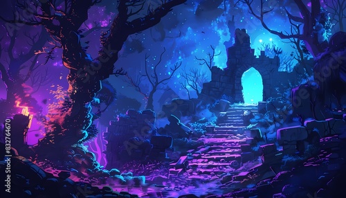 Create a background of a spooky witch s lair with space for text