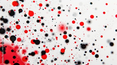 Close up of red and black dots on a white background isolated photo