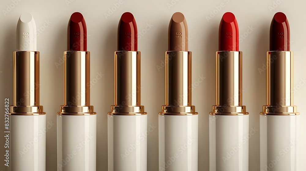 lipstick set mockup arranged elegantly on a white isolated background lipstick set mockup arranged elegantly on a white isolated background