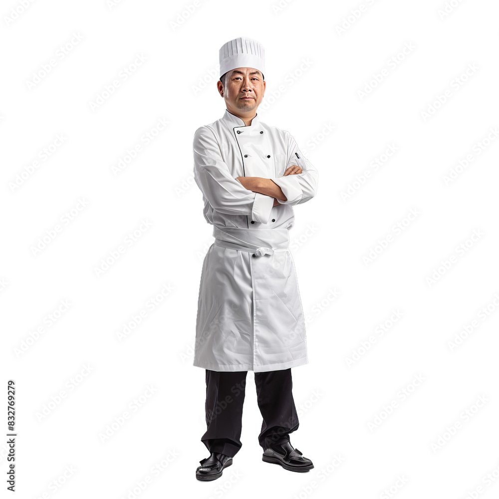 Fulllength portrait of a determined chef with crossed arms, isolated with a clipping path Fulllength portrait of a determined chef with crossed arms, isolated with a clipping path