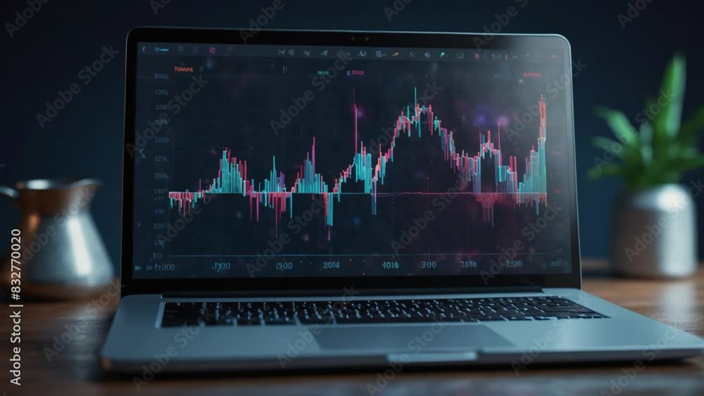 graphs on laptop screen graphs on laptop screen