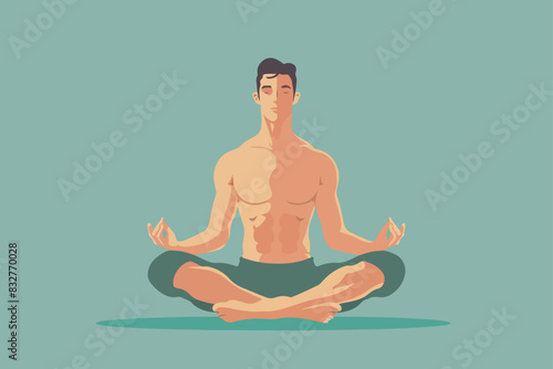 Illustration of a guy doing yoga.
