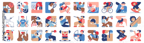 Sports games. Athletes. Sports. Athletics. Modern flat style sketch vector illustration